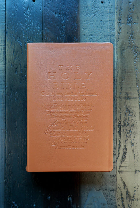 LIMITED EDITIOM: Lambskin 1611 King James Bible (Authorized Version) Facsimile, Reproduction of the Original 1611 Edition, Including the Apocrypha with Embossed 1611 Title Page - Tan
