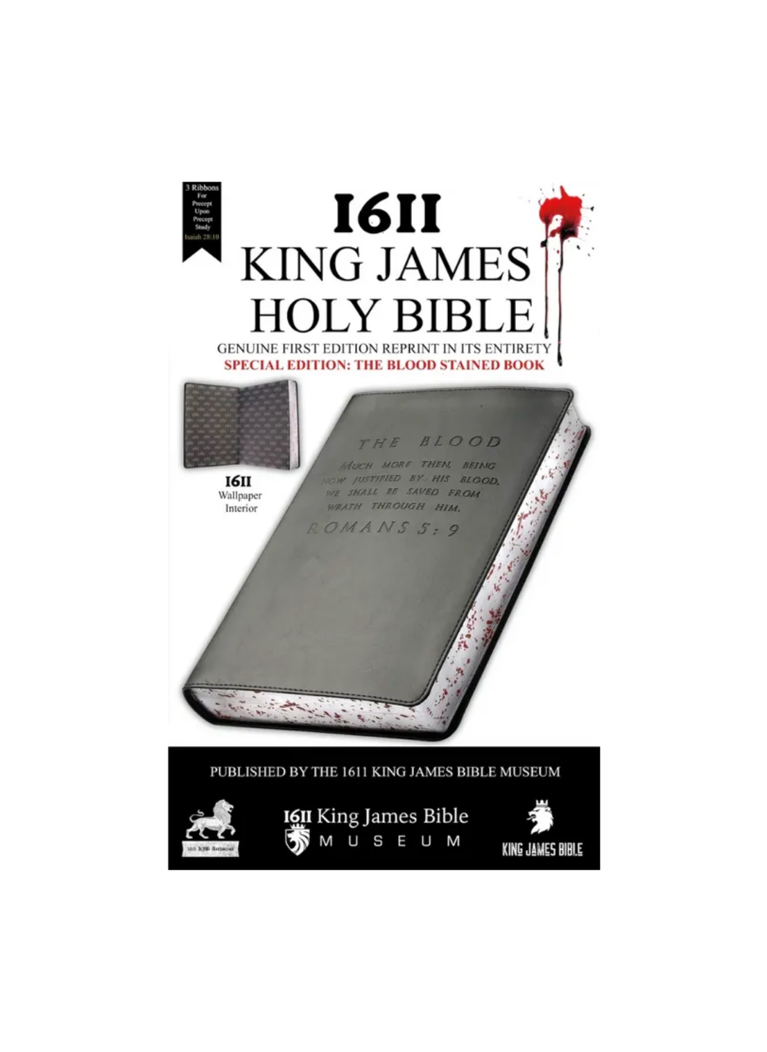 Special Edition: Bloodstained 1611 King James Bible Facsimile, 1st Edition, Includes Apocrypha – Black Faux Leather